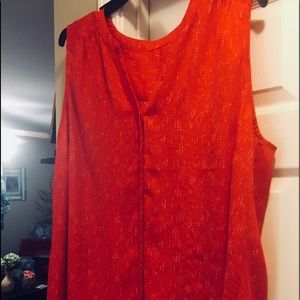 Red with white mingles sleeve less blouse